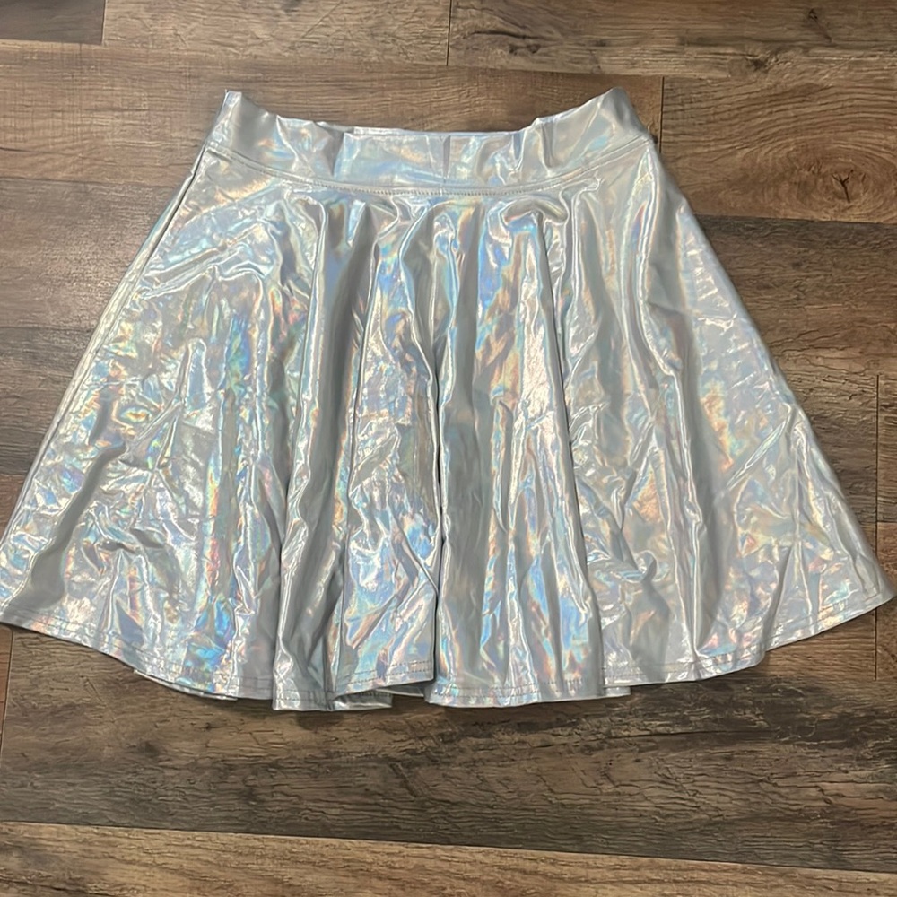 Metallic silver skirt